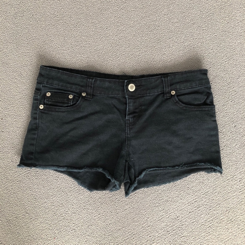 Black denim shorts